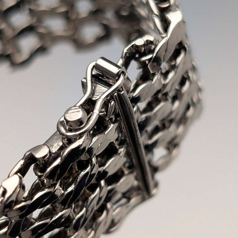 1975 British Vintage Sterling Silver Gate Style Bracelet, 57g, PM