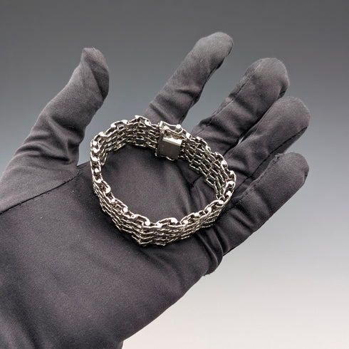 1975年 英国ヴィンテージ 純銀製 ゲートスタイル ブレスレット 57g PM