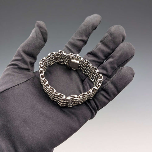 1975 British Vintage Sterling Silver Gate Style Bracelet, 57g, PM