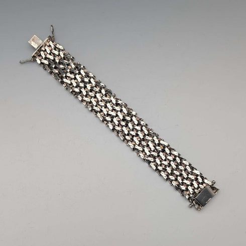 1975 British Vintage Sterling Silver Gate Style Bracelet, 57g, PM