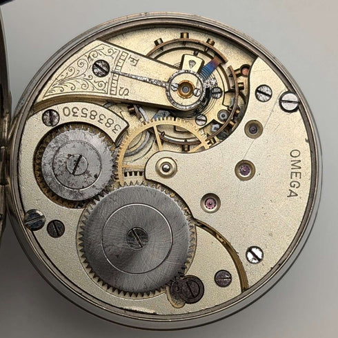 1906年頃 アンティーク オメガ 懐中時計 直径58mm 鉄道時計 合金ケース 動作良好
