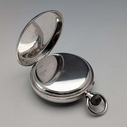 1899 British antique JW Benson BANK pocket watch, sterling silver open face, in good working order
