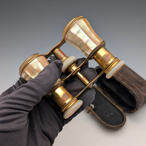 フレンチアンティーク マザーオブパール装飾 オペラグラス 双眼鏡 ケース付 Colmont FT