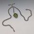Antique British Sterling Silver Double Albert Chain, 67g, Green Turquoise Fob