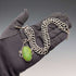 Antique British Sterling Silver Double Albert Chain, 67g, Green Turquoise Fob