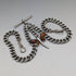 Antique British Sterling Silver Double Albert Chain, 59g, Sterling Silver & Amber Dragonfly Fob