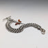 Antique British Sterling Silver Double Albert Chain, 59g, Sterling Silver & Amber Dragonfly Fob