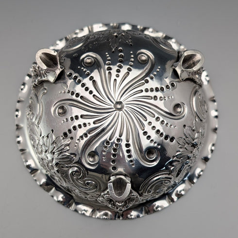 1890 British antique sterling silver pedestal bowl, 13cm diameter, by Charles Edwards