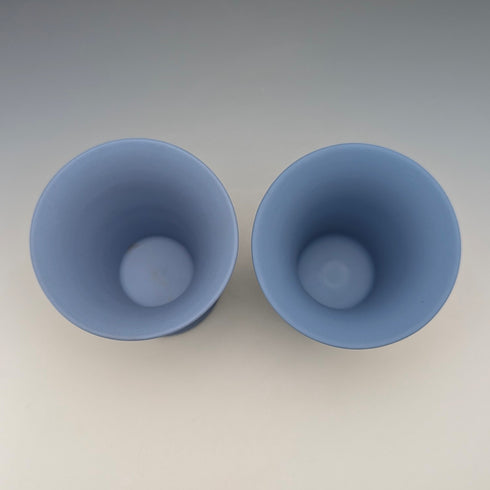 一對英國老式韋奇伍德碧玉器杯花瓶