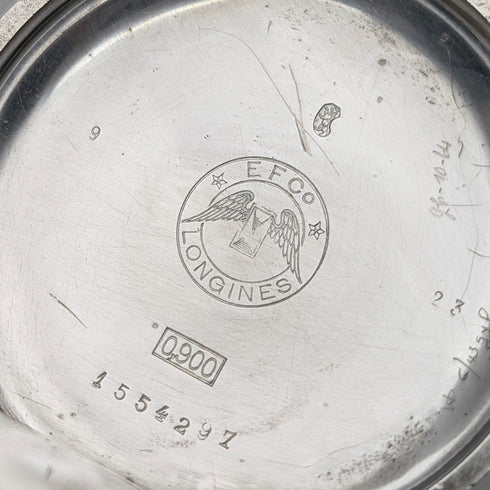 Antique Longines pocket watch, circa 1901, Art Nouveau decoration, silver-sided hunter case, in good working order.