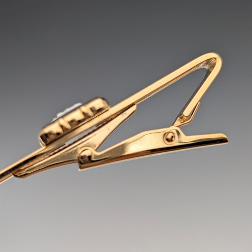 British Wedgwood cufflinks and tie clip with black jasper sailing ship square cameo and gold-colored base case