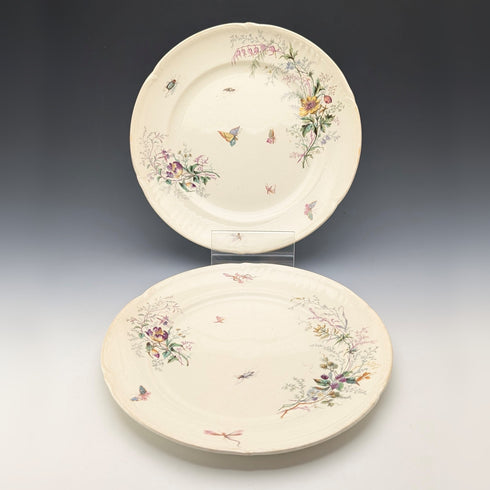 French Antique Japonism Design Hard Ceramic Side Plate Pair ①