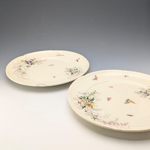 French Antique Japonism Design Hard Ceramic Side Plate Pair ①