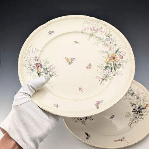 French Antique Japonism Design Hard Ceramic Side Plate Pair ①