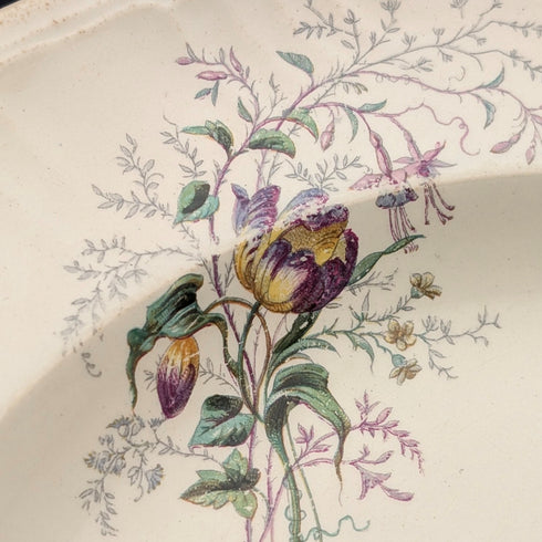 フレンチアンティーク ジャポニズムデザイン 硬質陶器製 スーププレートペア②