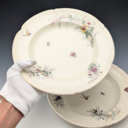 フレンチアンティーク ジャポニズムデザイン 硬質陶器製 スーププレートペア②