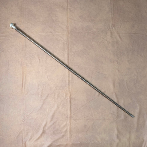 英国アンティーク ブラックシャフト 彫刻純銀製 ロンデルハンドル ステッキ 杖 86cm