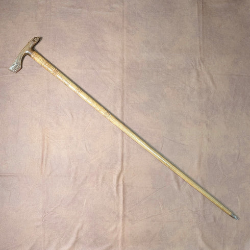 ヴィンテージ 彫刻ブラウンシャフト イーグルヘッドハンドル ステッキ 杖 90cm