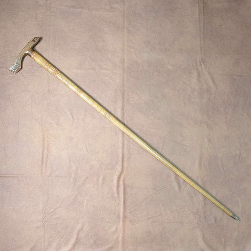 ヴィンテージ 彫刻ブラウンシャフト イーグルヘッドハンドル ステッキ 杖 90cm