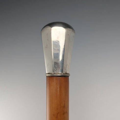 アンティーク マラッカシャフト 純銀製 ロンデルハンドル ステッキ 杖 87cm