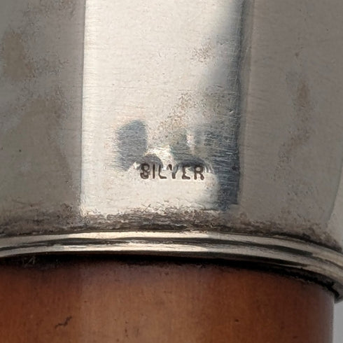 アンティーク マラッカシャフト 純銀製 ロンデルハンドル ステッキ 杖 87cm