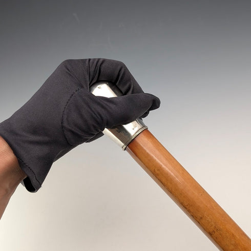 アンティーク マラッカシャフト 純銀製 ロンデルハンドル ステッキ 杖 87cm