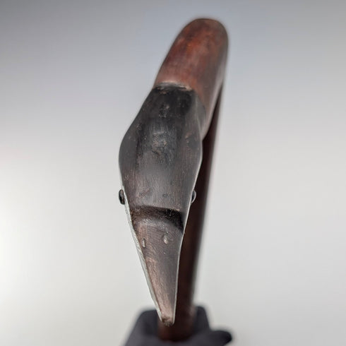 ヴィンテージ 彫刻ブラウンシャフト ヘロンヘッドハンドル ステッキ 杖 91cm