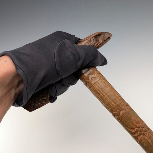 ヴィンテージ 彫刻ブラウンシャフト イーグルヘッドハンドル ステッキ 杖 90cm