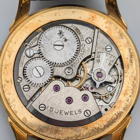1950年代 スイス MOVADO 紳士用腕時計 15石機械式 金張りケース 動作良好