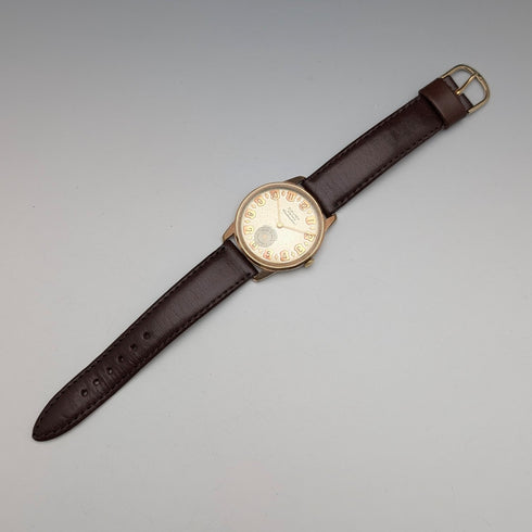 1950年代 スイス Cauny 紳士用腕時計 15石機械式 金張りケース 動作良好