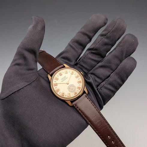 1950年代 スイス Cauny 紳士用腕時計 15石機械式 金張りケース 動作良好