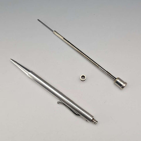 British Vintage Yard O' Red Rhodium Plated Push-On Mechanical Pencil with Paper Box and Instructions