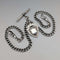 Antique British Sterling Silver Double Albert Chain, 43g, Sterling Silver Medal Fob