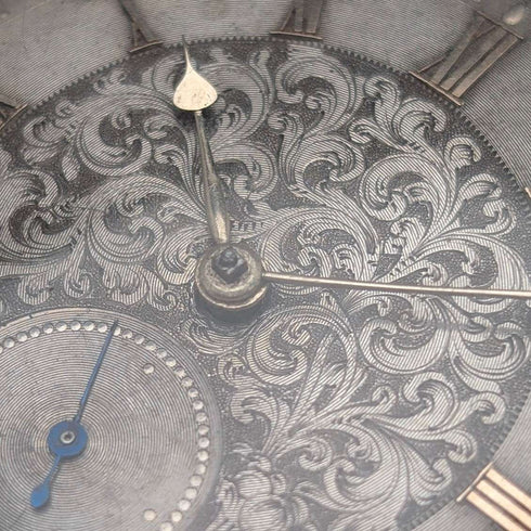 1839 British antique pocket watch with decorative dial and key winding mechanism, 52mm diameter, in good working order