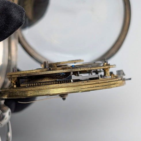 1839年 英国アンティーク 装飾ダイヤル 鍵巻き 懐中時計 直径52mm 動作良好