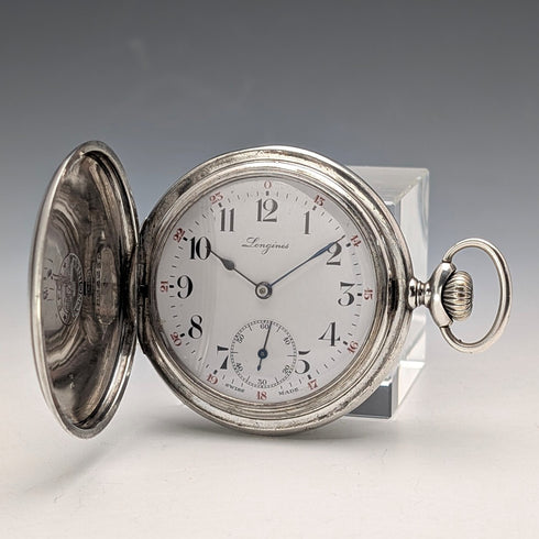 Circa 1931 Vintage Longines Pocket Watch with Silver-sided Hunter Case, Serviced
