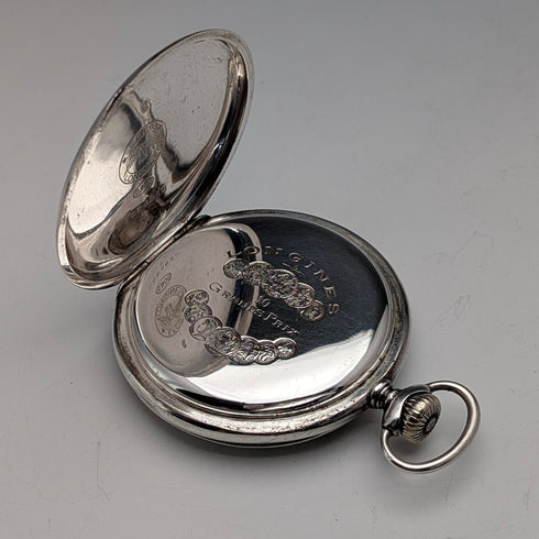 Circa 1931 Vintage Longines Pocket Watch with Silver-sided Hunter Case, Serviced