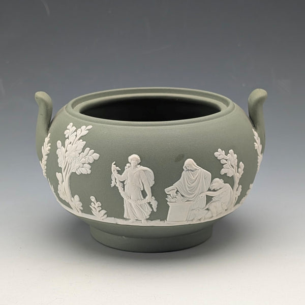 1978 British Vintage Wedgwood Green Jasperware Sugar Bowl (without lid)