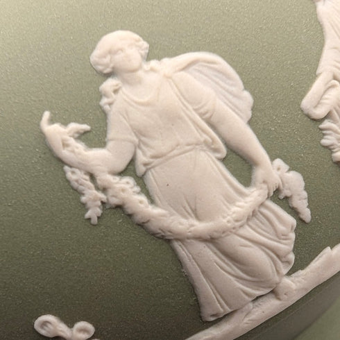 1978 British Vintage Wedgwood Green Jasperware Sugar Bowl (without lid)