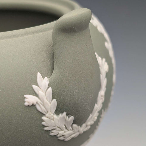 1978 British Vintage Wedgwood Green Jasperware Sugar Bowl (without lid)