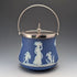 Antique British Wedgwood Biscuit Barrel Jasperware Royal Blue
