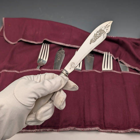 1924年頃 英国アンティーク 白蝶貝ハンドル デザートカトラリー6ペア BARKER BROS