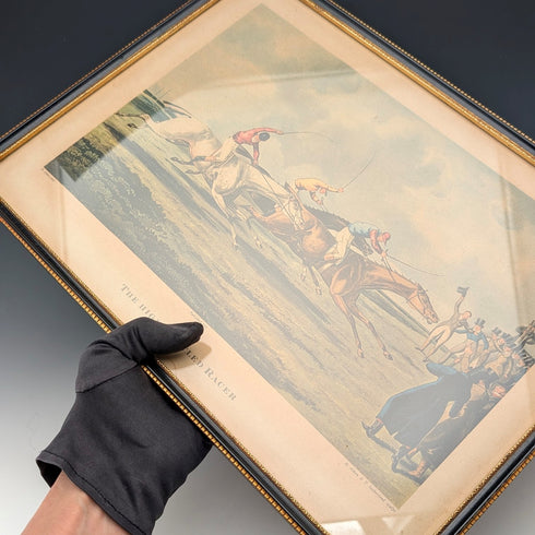 英國古董裱框版畫,描繪的是賽馬亨利·阿爾肯“高貴的賽馬”