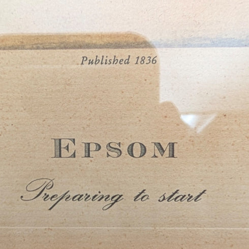 英國古董裝裱版畫,描繪賽馬詹姆斯·波拉德“埃普索姆準備起跑”