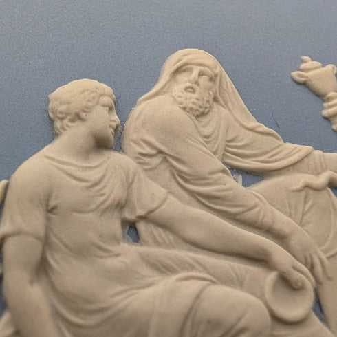 英國韋奇伍德復古碧玉器圓形帶蓋盒,淺藍色,原包裝盒和說明書