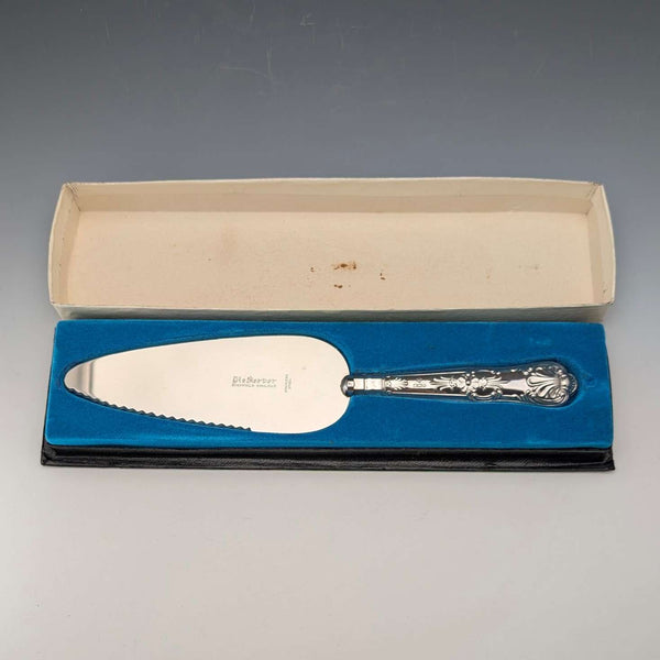 1975年英國復古純銀手柄蛋糕切片器,帶盒,Harrison Brothers出品