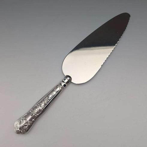 1975 British Vintage Sterling Silver Handle Cake Slicer, Boxed, Harrison Brothers