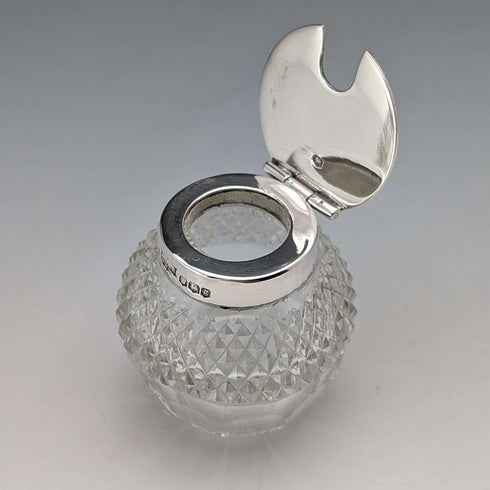 1924 British Antique Sterling Silver and Cut Glass Condiment Set by James Dixon & Sons