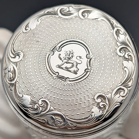 1898年 英国アンティーク 純銀蓋 ミニカットガラスジャー ペア Hilliard&Thomason