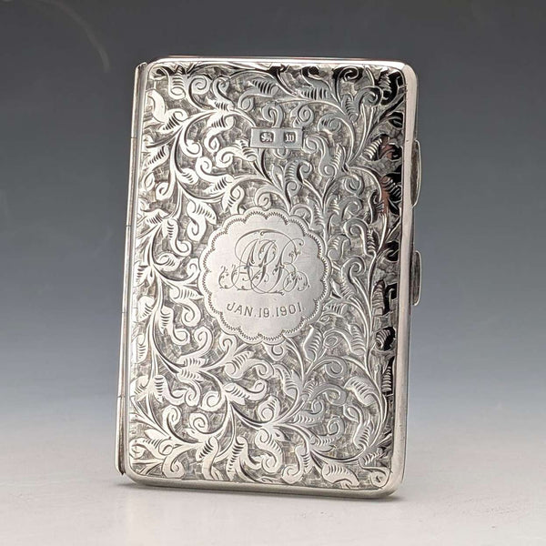 1886 British Antique Sterling Silver Double-Opening Small Card Case, 64g, William Oliver